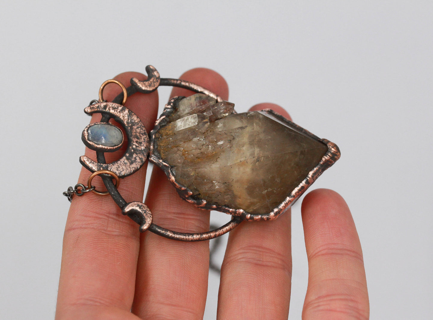 Kundalini Citrine & Moonstone Triple Moon Necklace