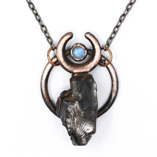 Elite Shungite & Moonstone Moon Necklace