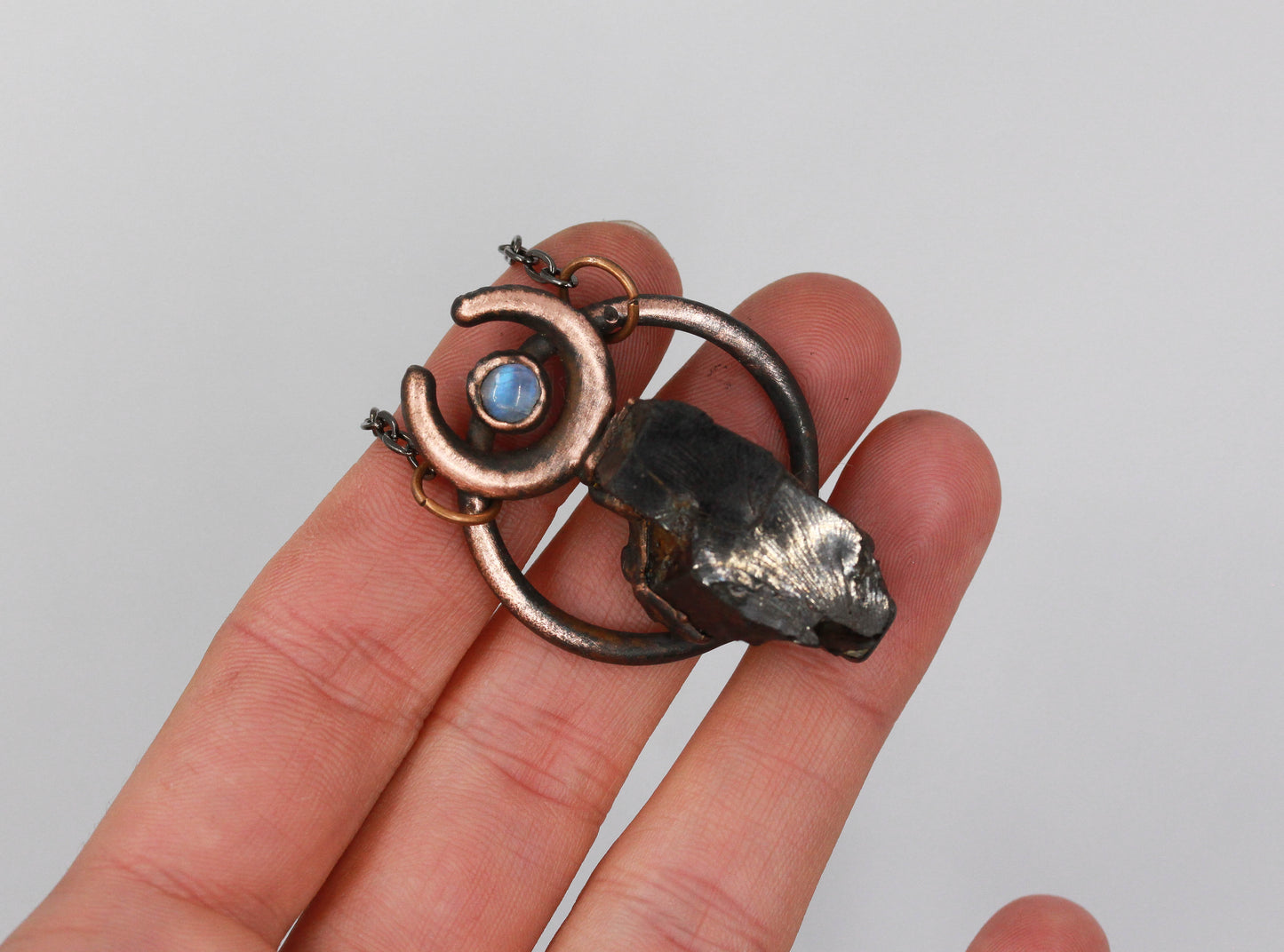 Elite Shungite & Moonstone Moon Necklace