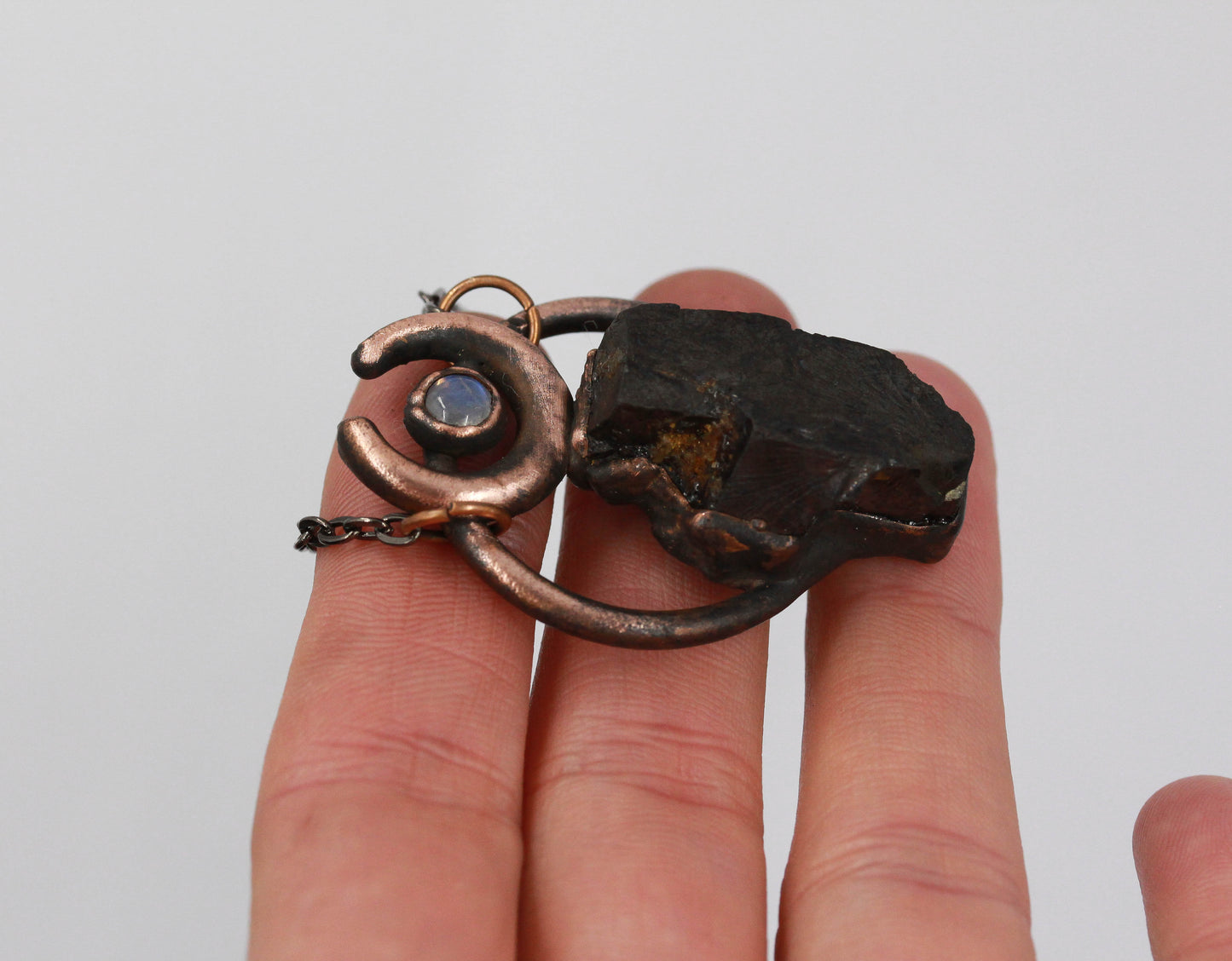 Elite Shungite & Moonstone Moon Necklace