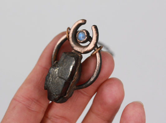 Elite Shungite & Moonstone Moon Necklace