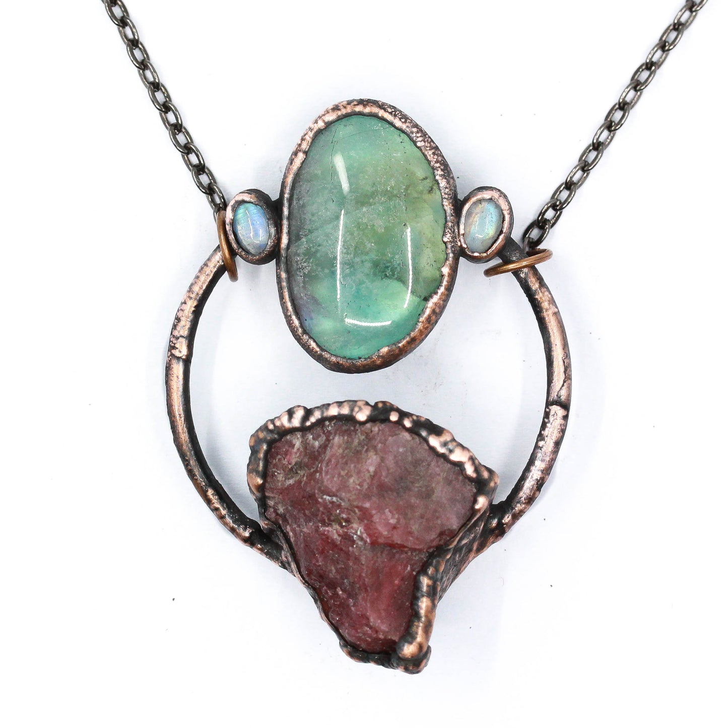 Rhodonite, Fluorite & Moonstone Necklace