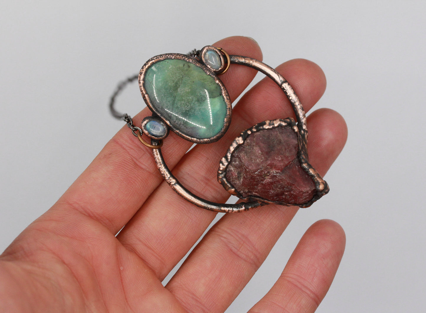 Rhodonite, Fluorite & Moonstone Necklace