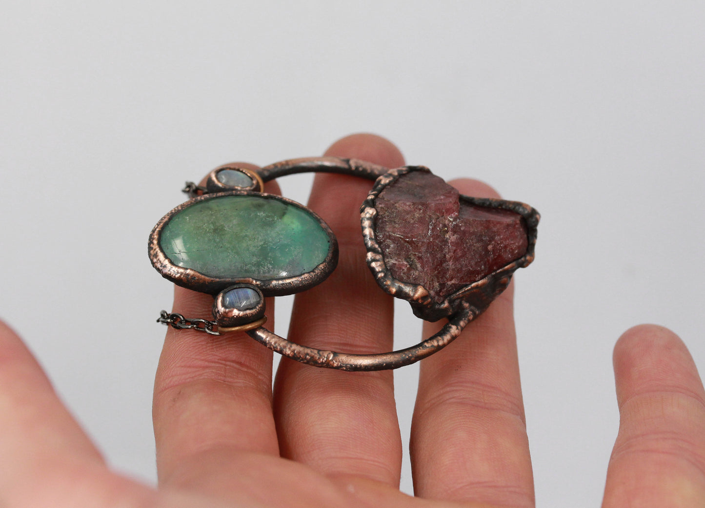 Rhodonite, Fluorite & Moonstone Necklace