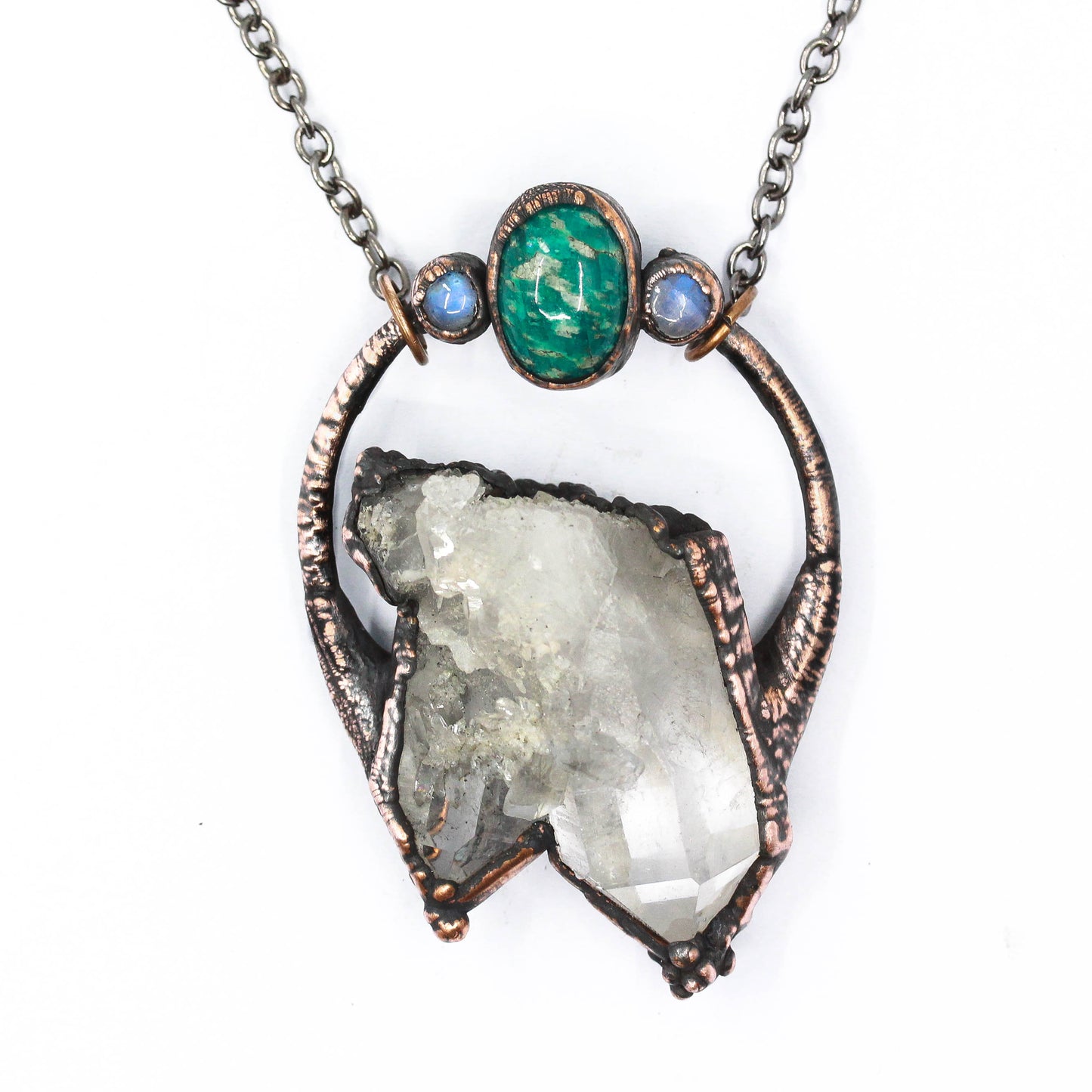 Quartz, Amazonite & Moonstone Necklace