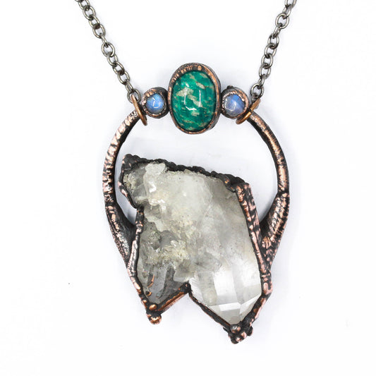 Quartz, Amazonite & Moonstone Necklace