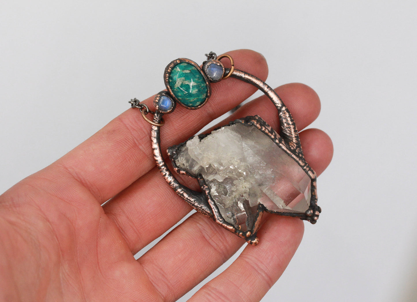 Quartz, Amazonite & Moonstone Necklace