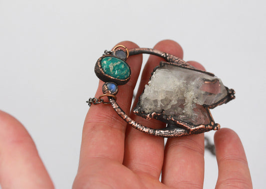 Quartz, Amazonite & Moonstone Necklace