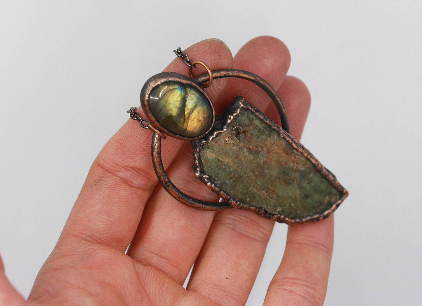 Green Kyanite & Labradorite Necklace