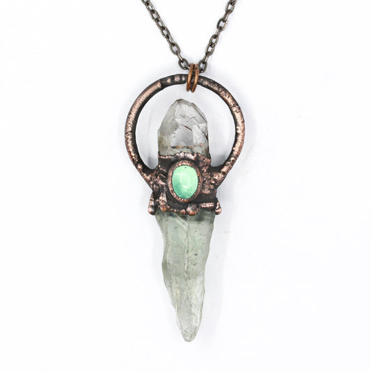Prasiolite, Rutilated Quartz & Fluorite Necklace