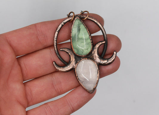 Fluorite & Rose Quartz Moon Necklace