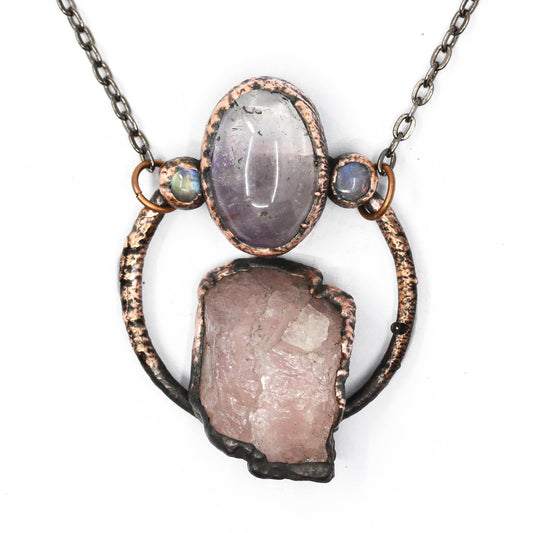 Rose Quartz, Amethyst & Moonstone Necklace