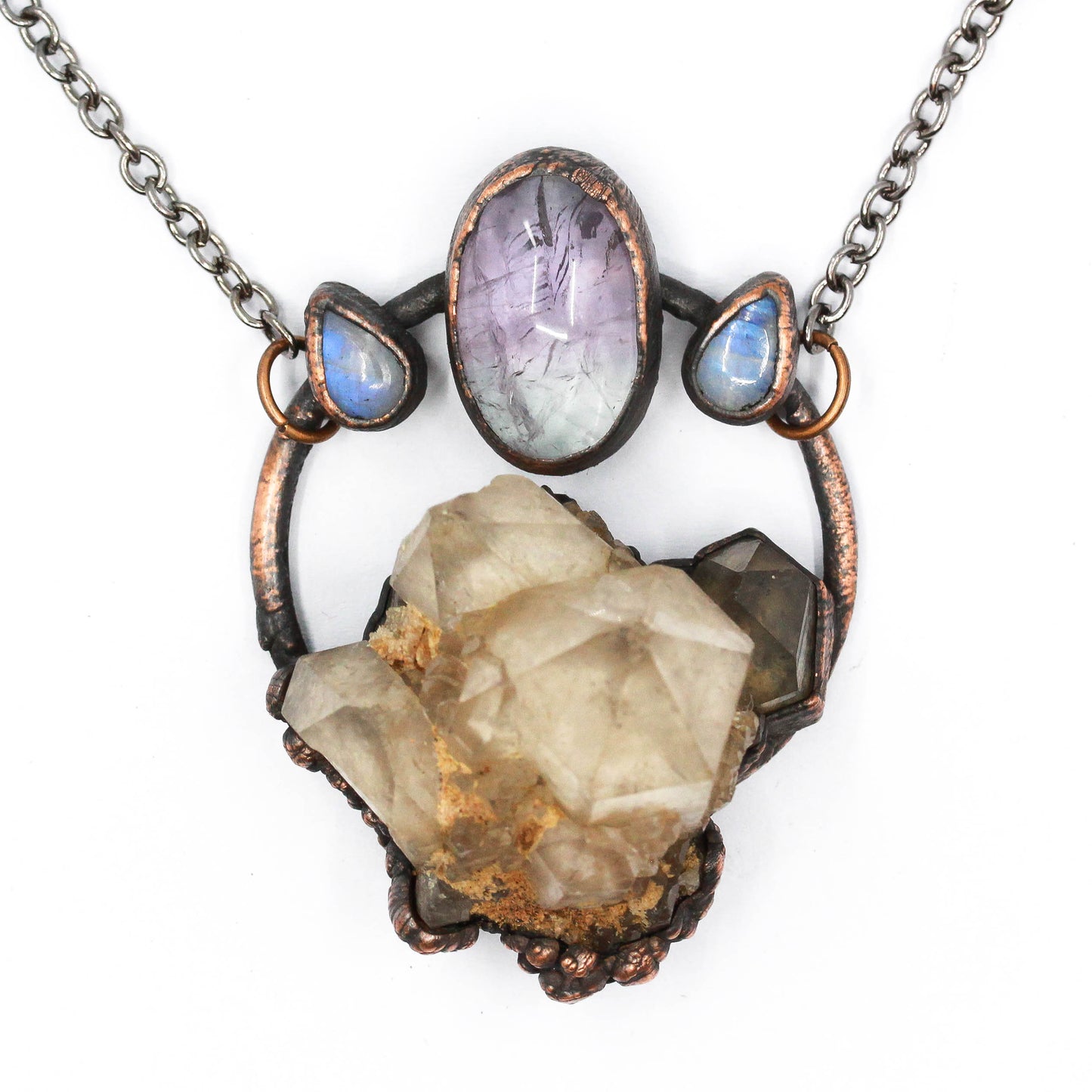 Congo Citrine, Amethyst & Moonstone Necklace