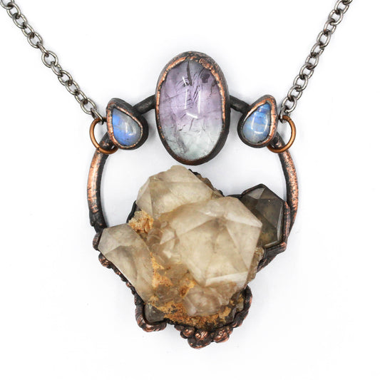 Congo Citrine, Amethyst & Moonstone Necklace