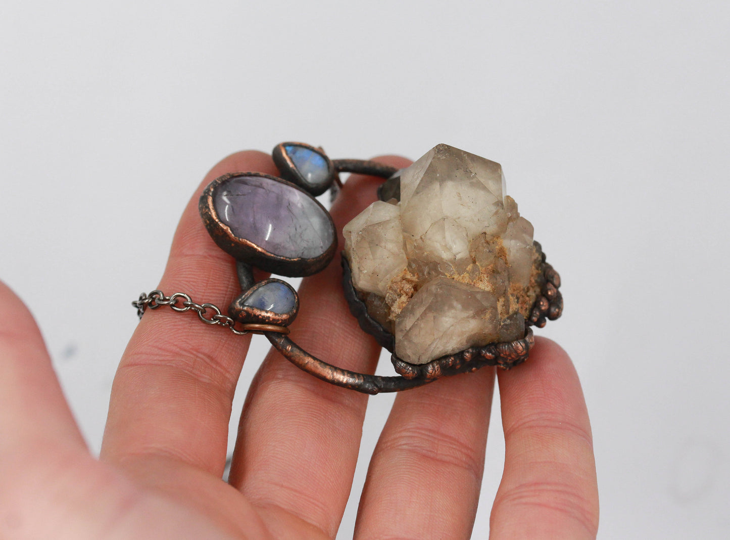Congo Citrine, Amethyst & Moonstone Necklace