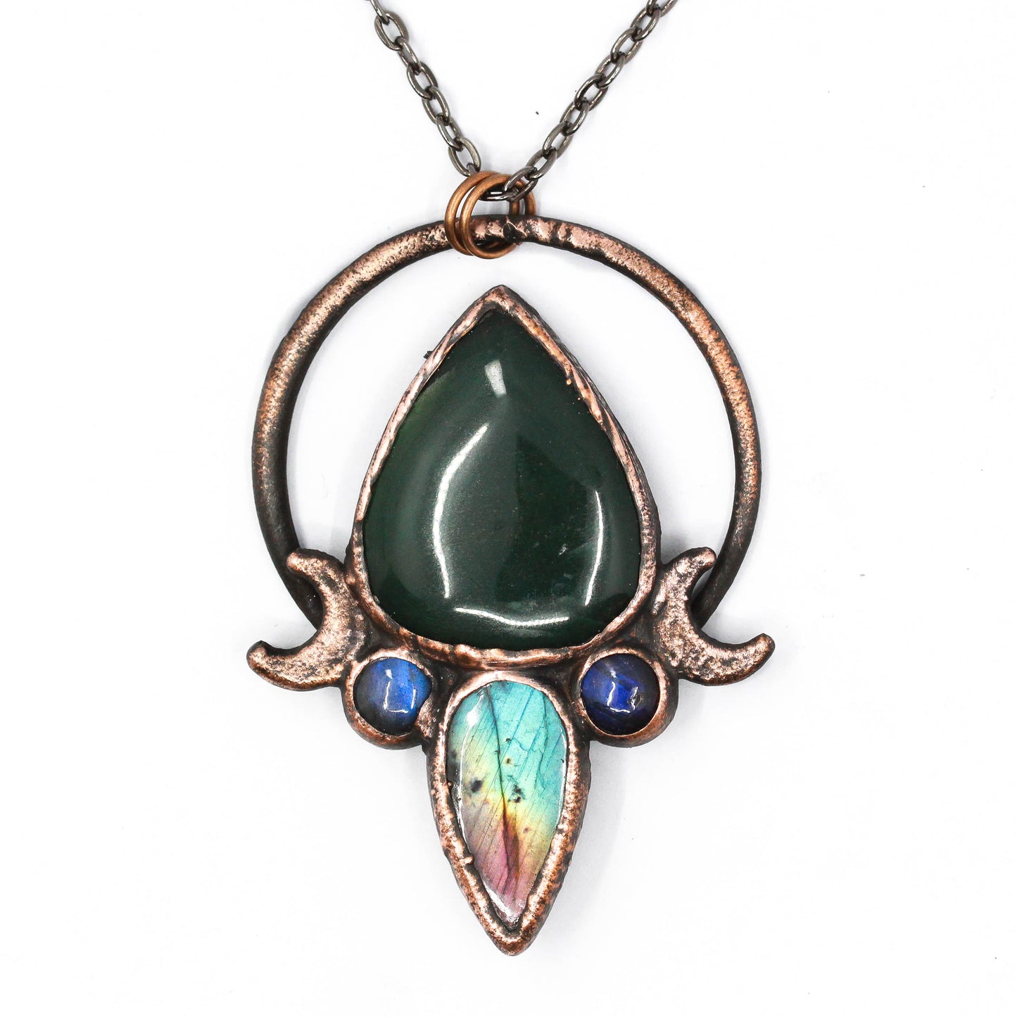 Jade & Labradorite Moon Necklace