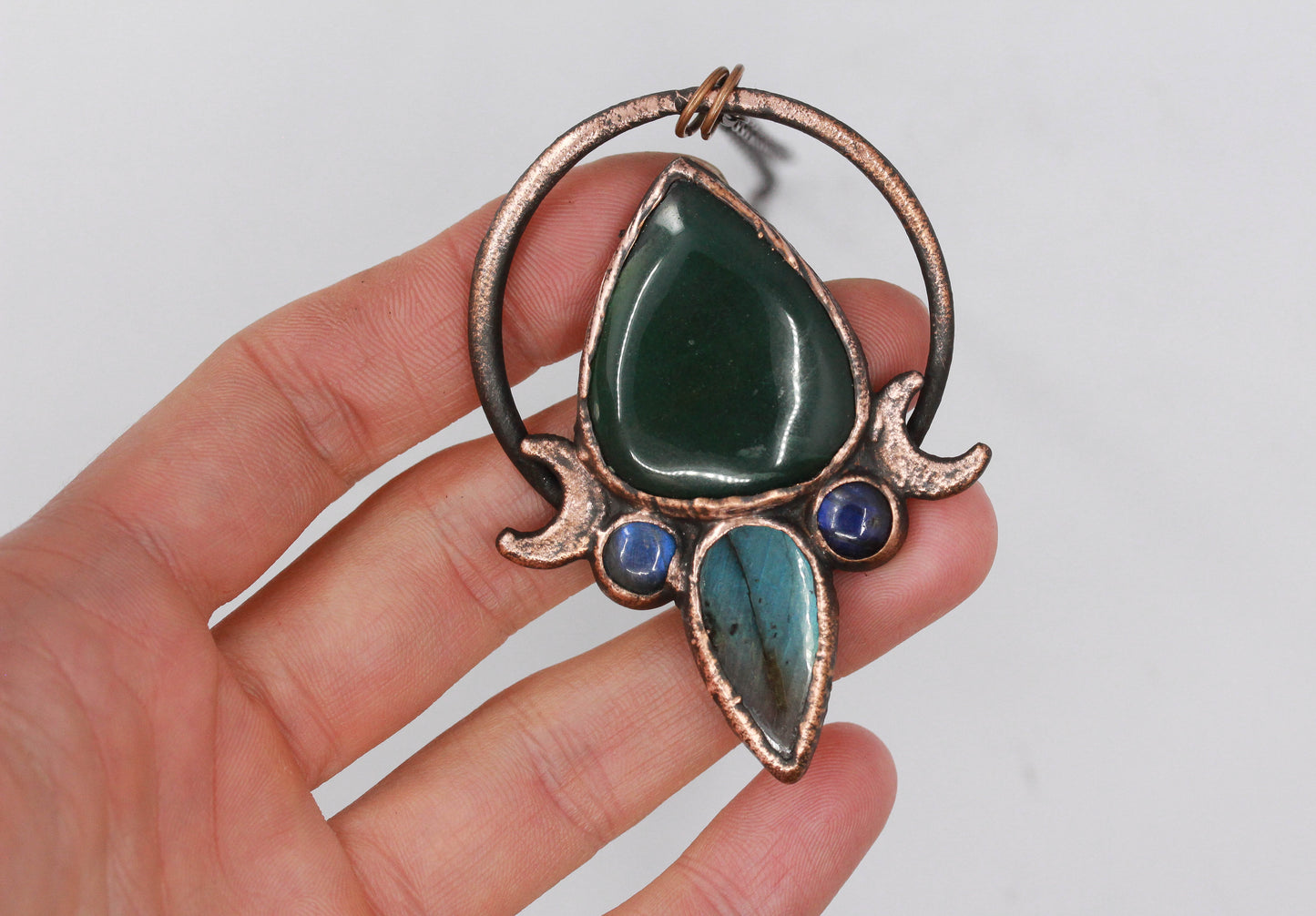 Jade & Labradorite Moon Necklace