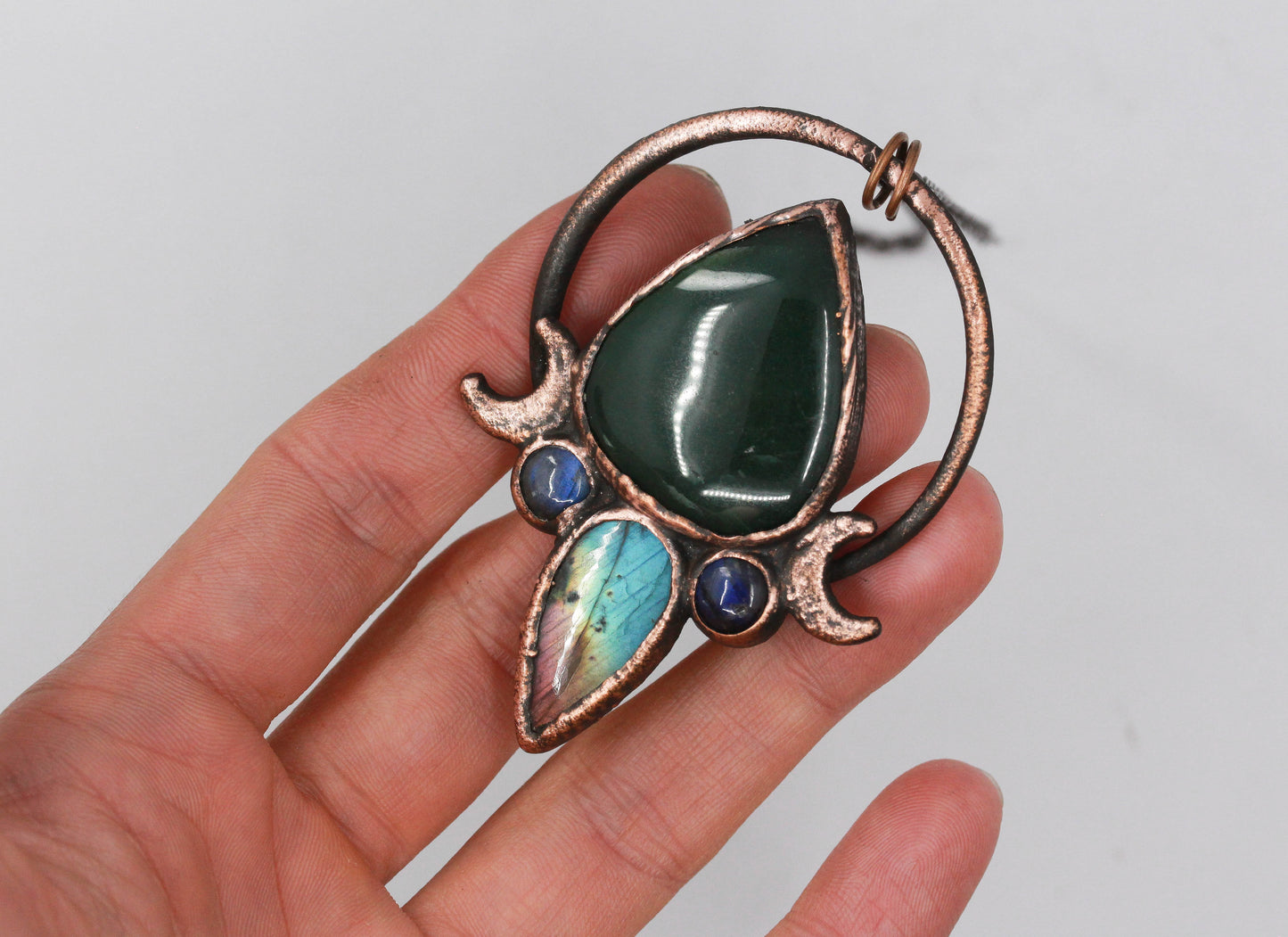 Jade & Labradorite Moon Necklace