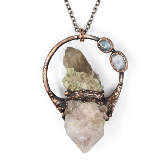 Spirit Quartz, Moonstone & Quartz Necklace