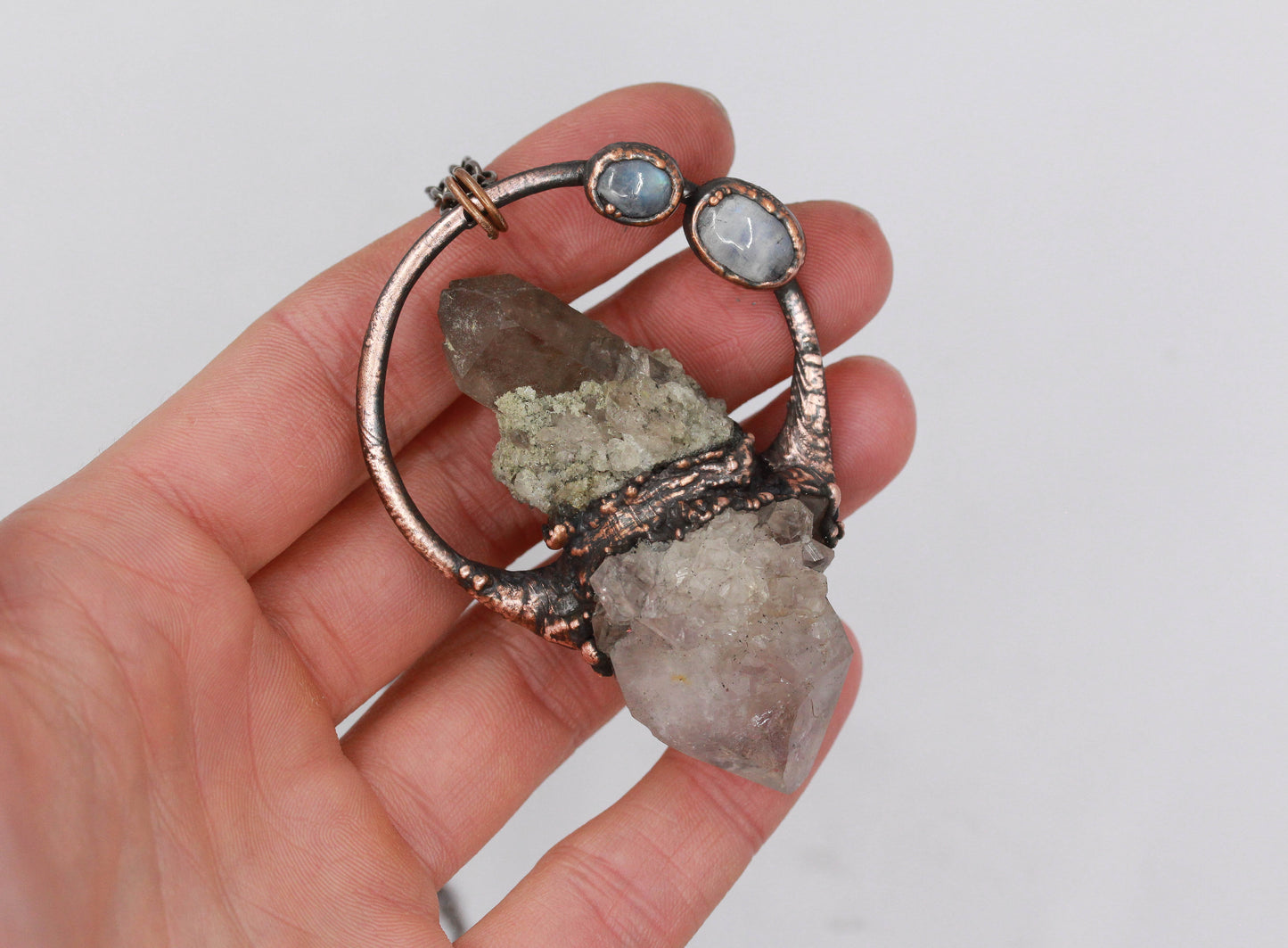 Spirit Quartz, Moonstone & Quartz Necklace