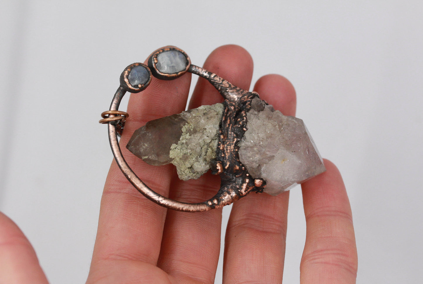 Spirit Quartz, Moonstone & Quartz Necklace