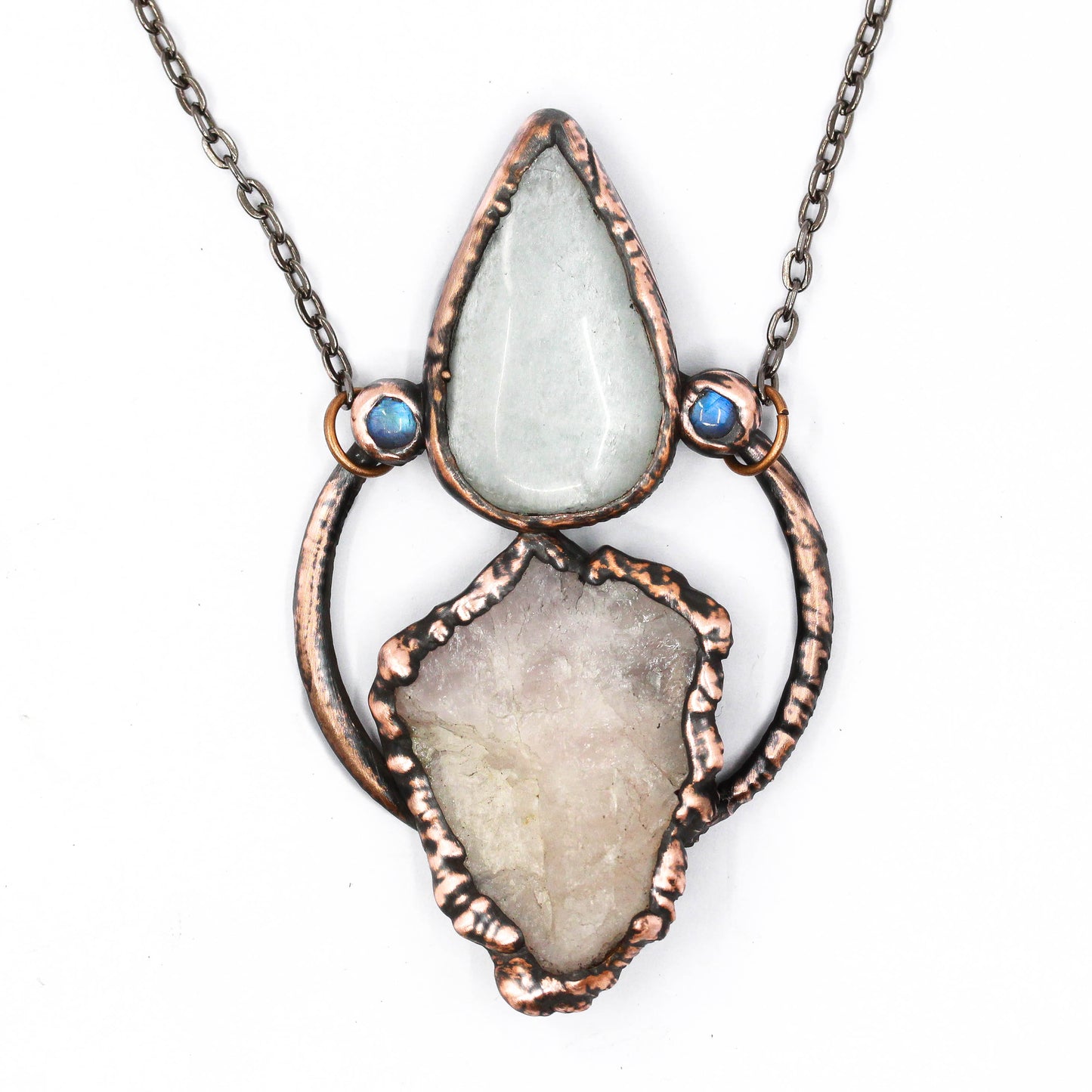 Rose Quartz & Grey Moonstone Necklace