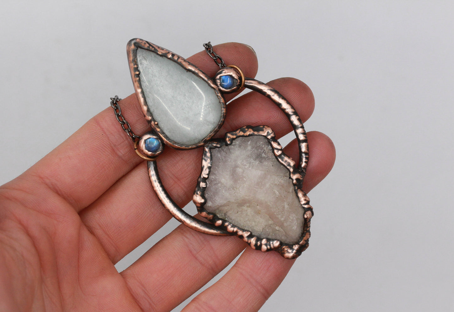Rose Quartz & Grey Moonstone Necklace