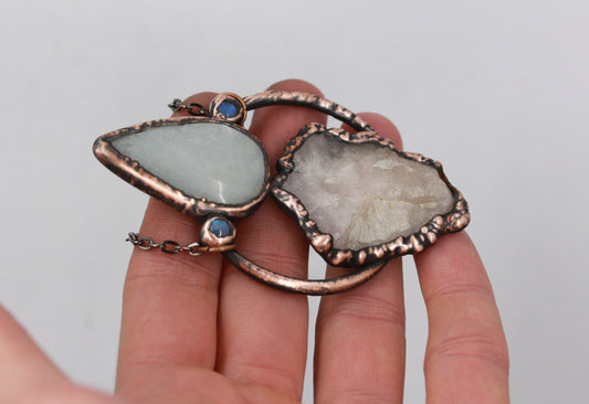 Rose Quartz & Grey Moonstone Necklace