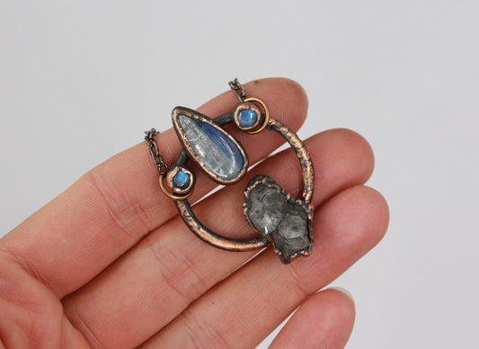 Quartz, Kyanite & Moonstone Necklace