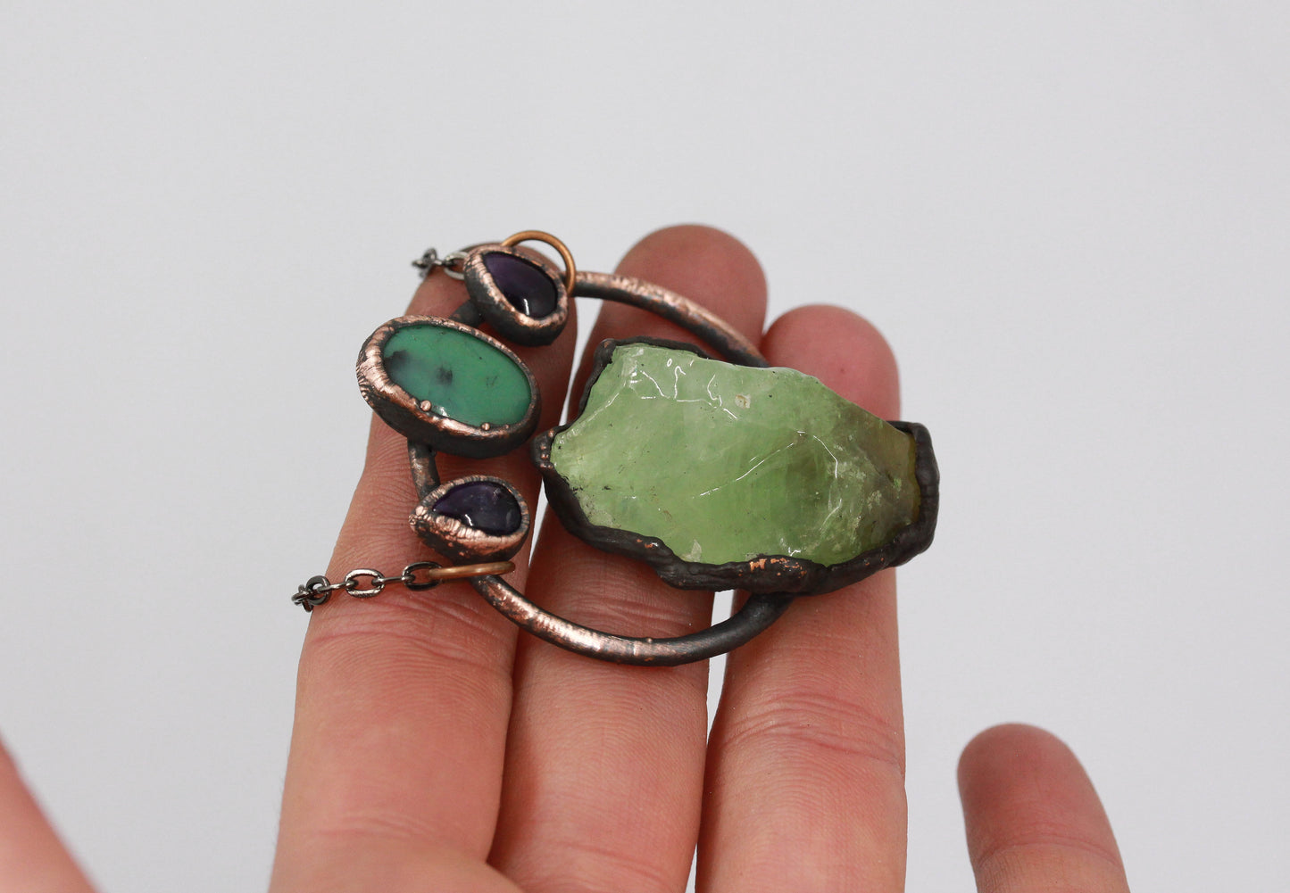 Calcite, Amethyst & Chrysoprase Necklace