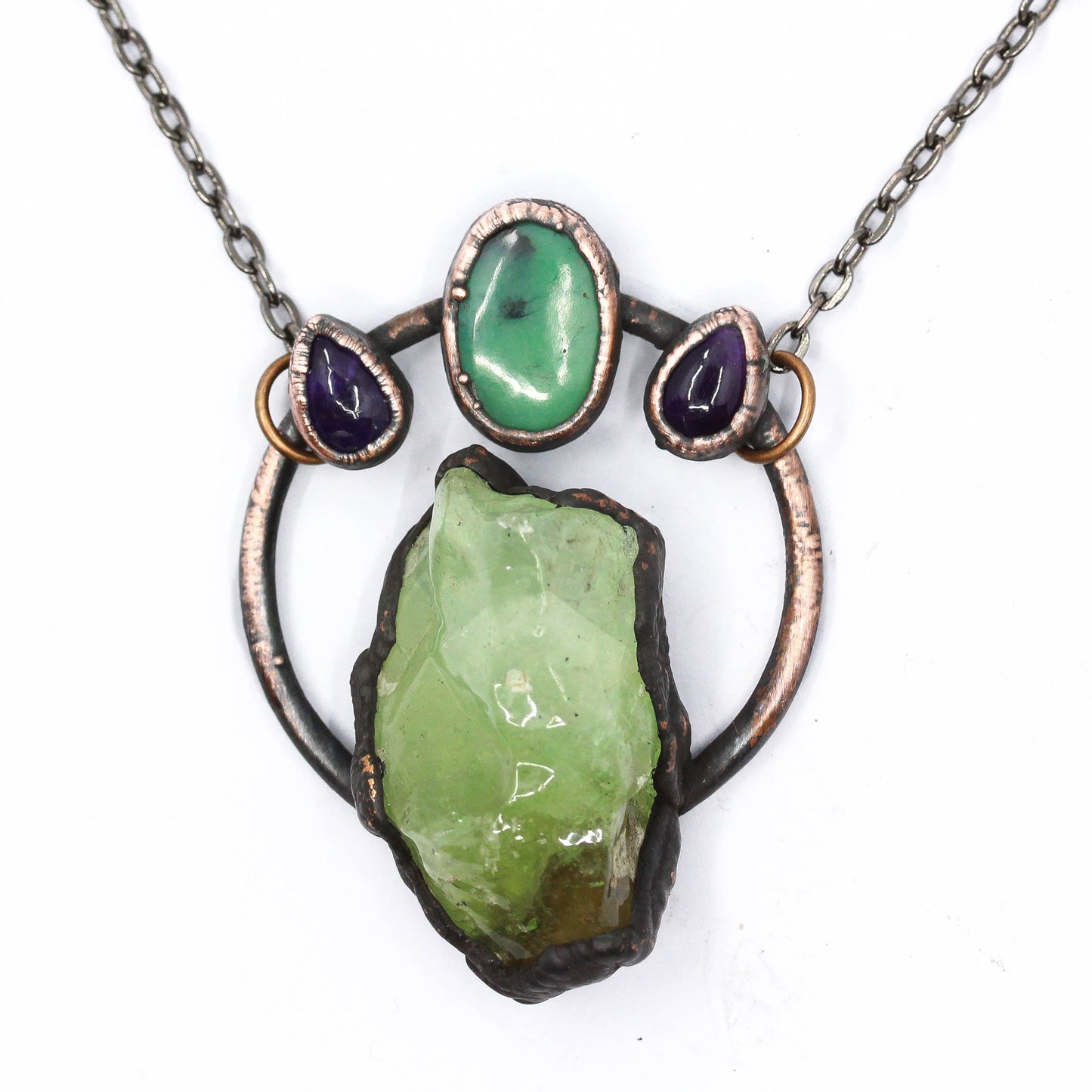 Calcite, Amethyst & Chrysoprase Necklace