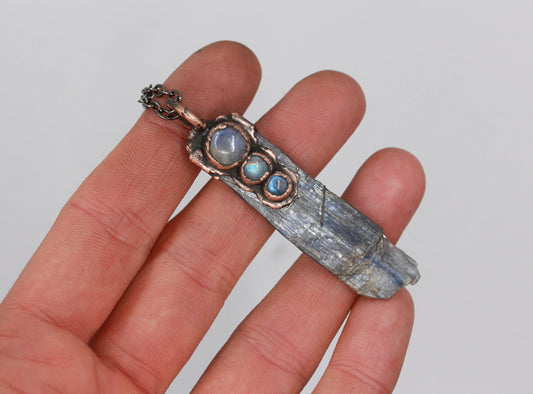 Blue Kyanite & Moonstone Necklace