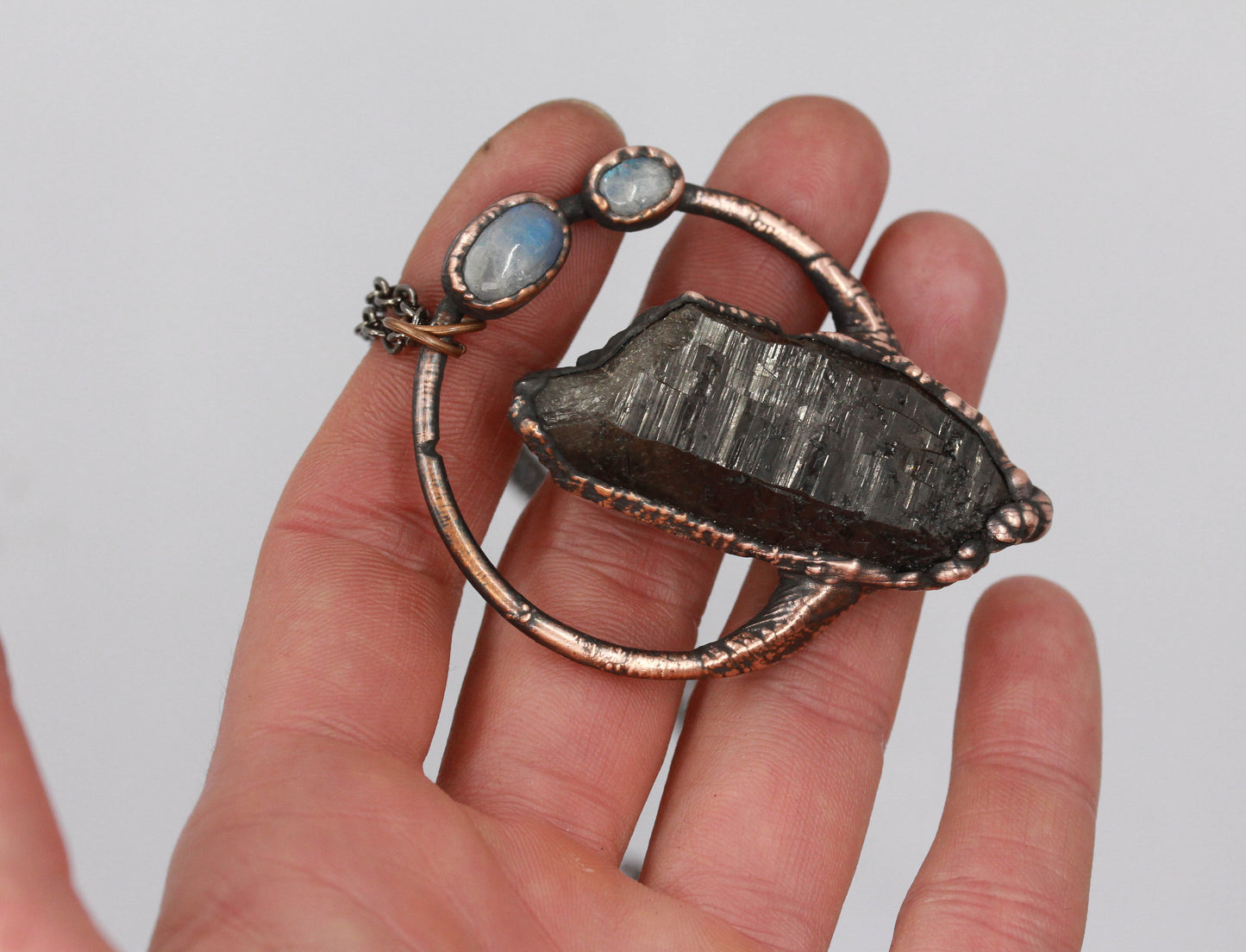 Rutilated Smoky Quartz & Moonstone Necklace