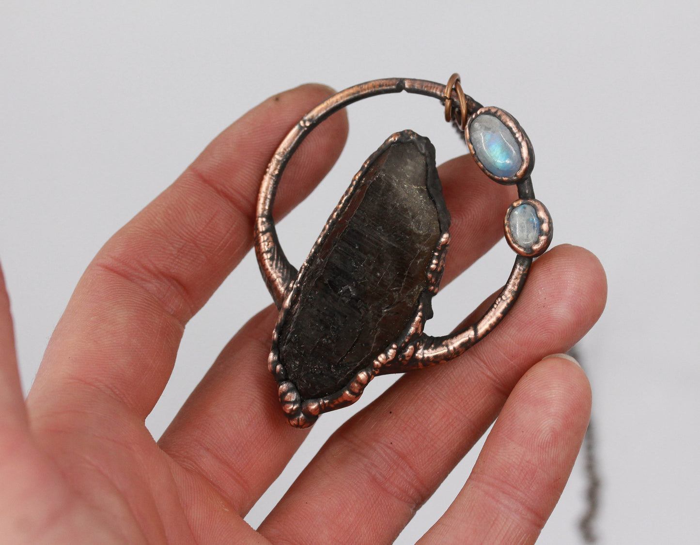Rutilated Smoky Quartz & Moonstone Necklace