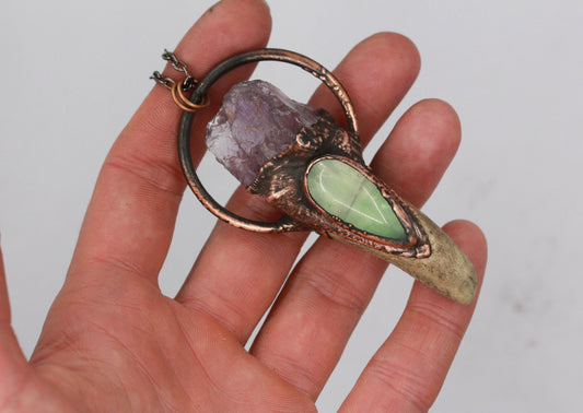 Deer Antler & Fluorite Necklace