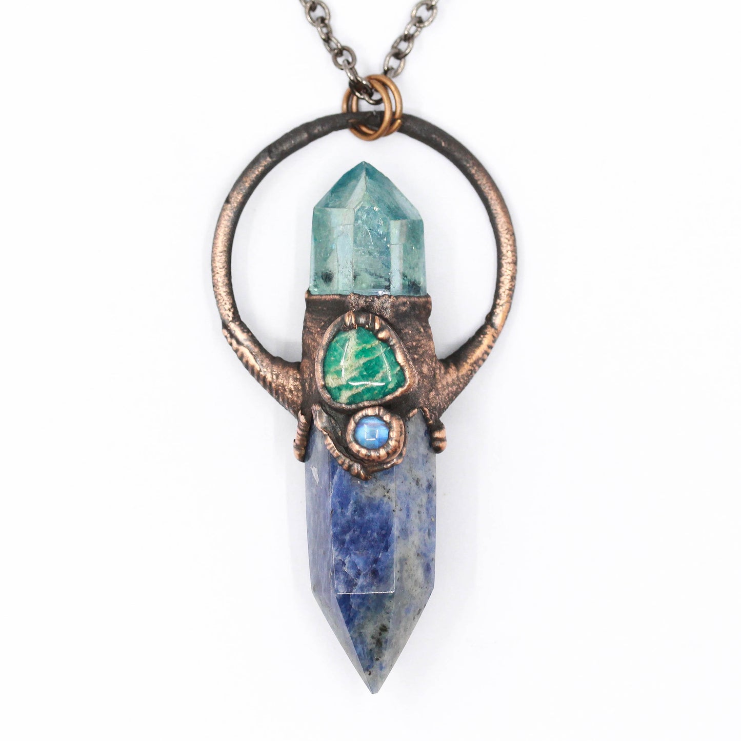 Lapis Lazuli, Aqua Aura Quartz & Amazonite Necklace