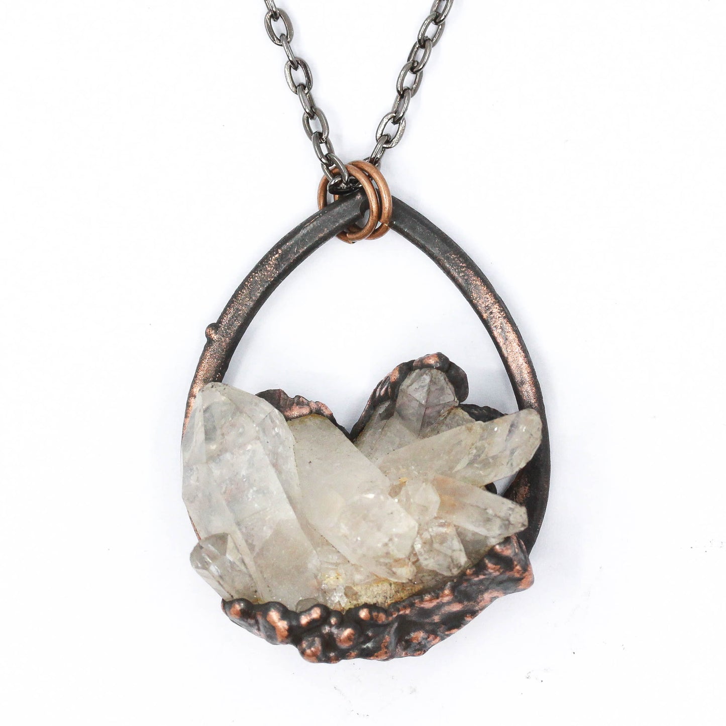 Quartz Cluster Teardrop Necklace