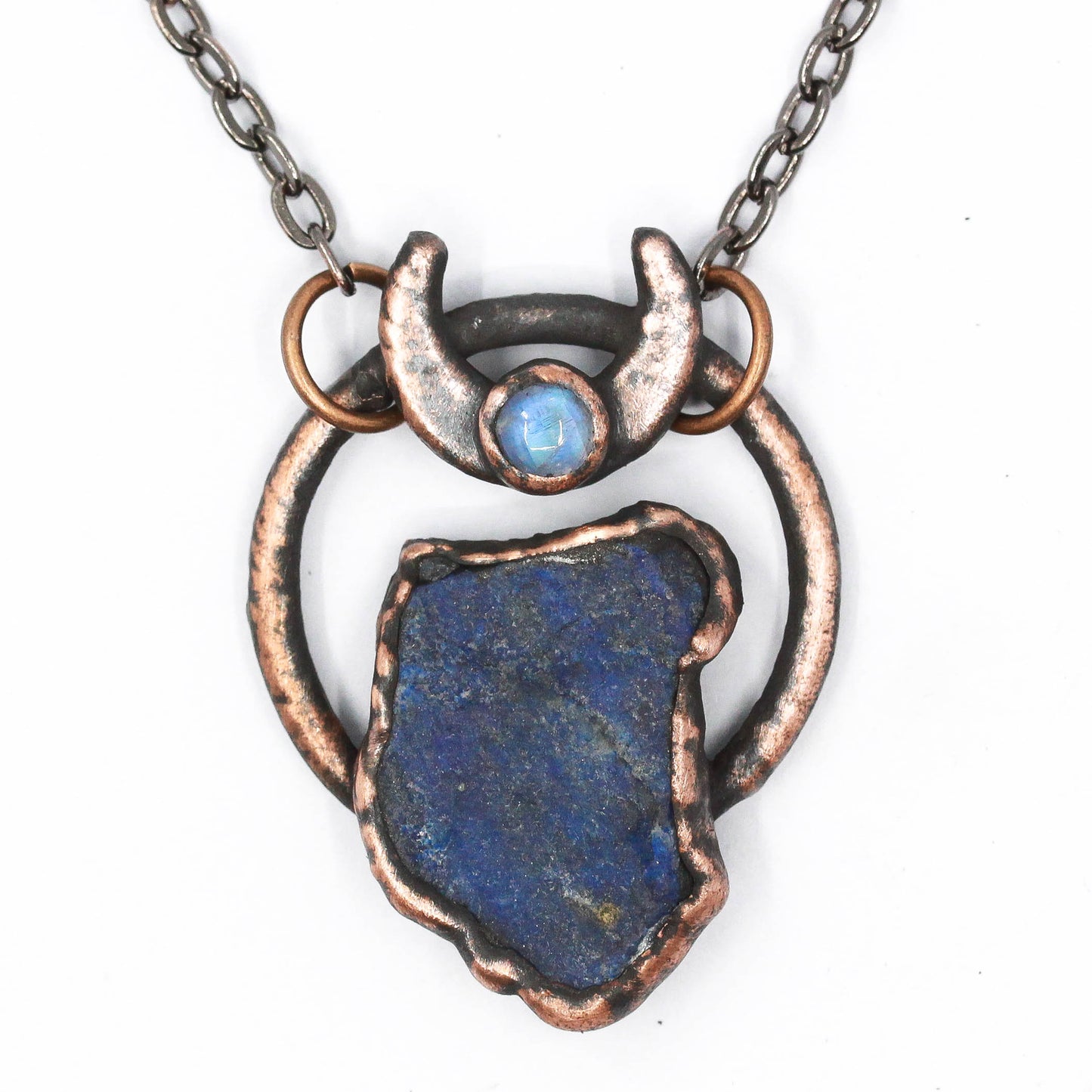 Lapis Lazuli & Moonstone Moon Necklace
