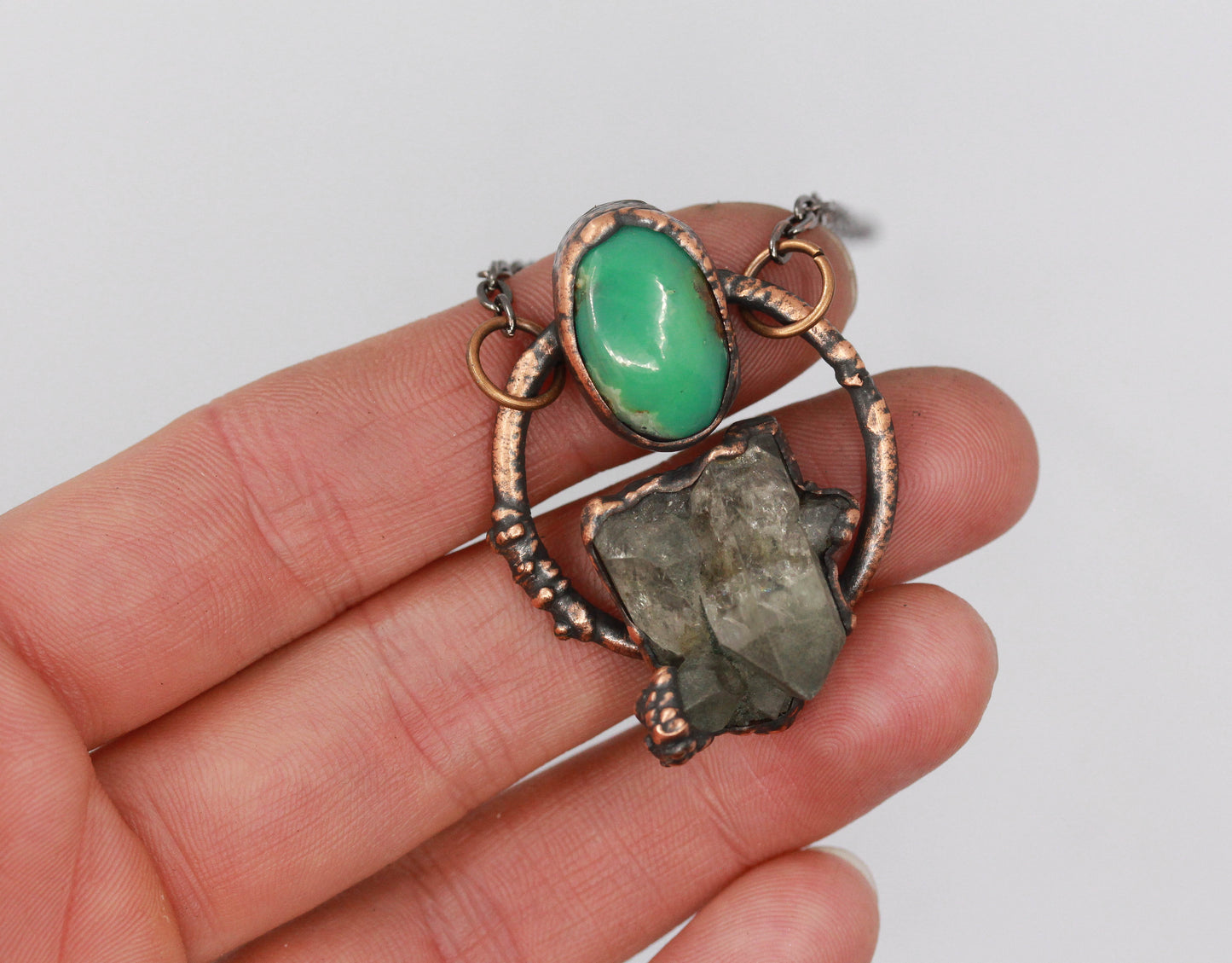 Smoky Alpine Quartz & Chrysoprase Necklace