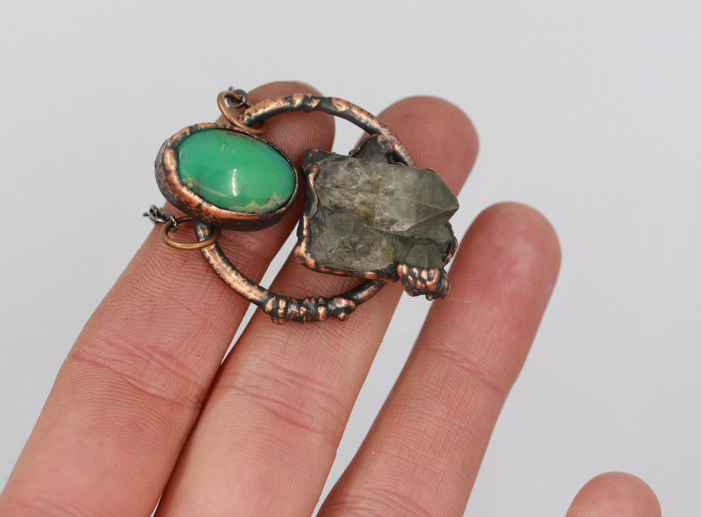 Smoky Alpine Quartz & Chrysoprase Necklace