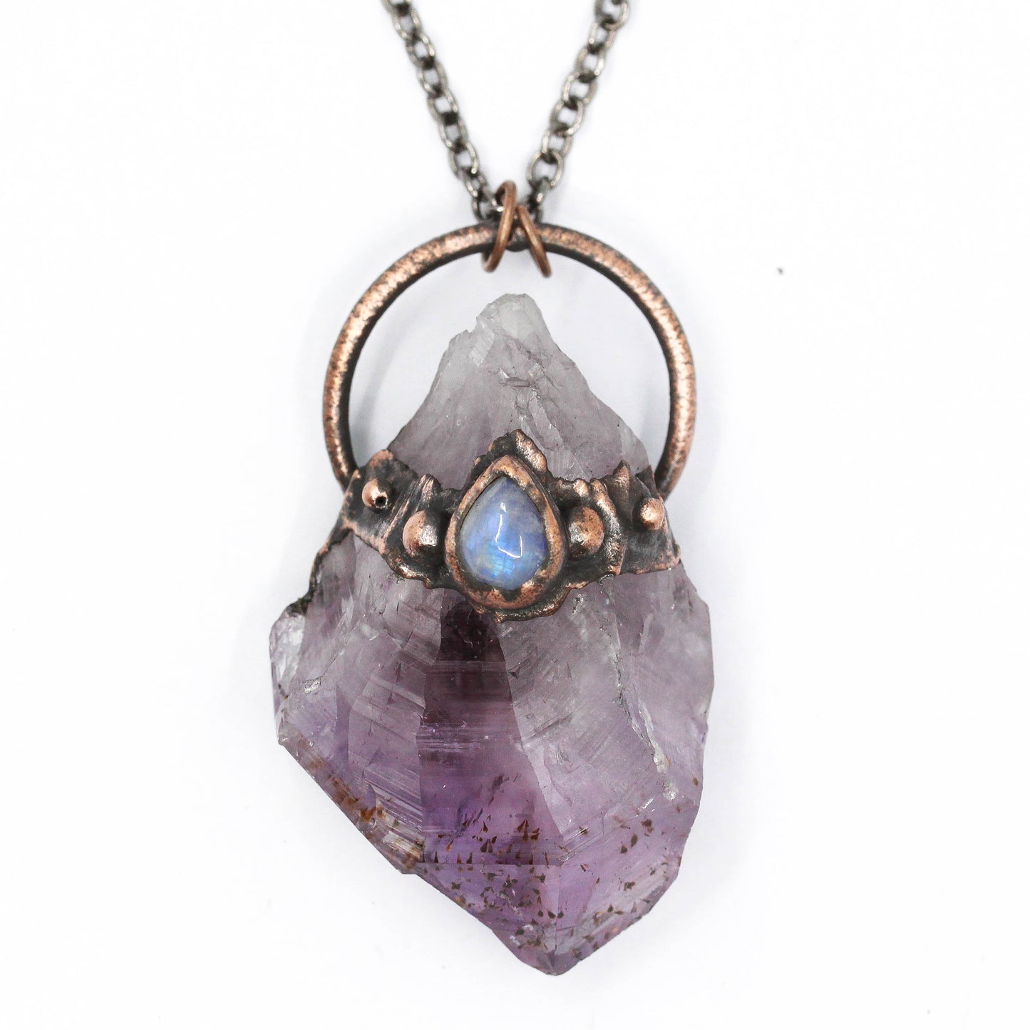 Large Amethyst & Moonstone Necklace
