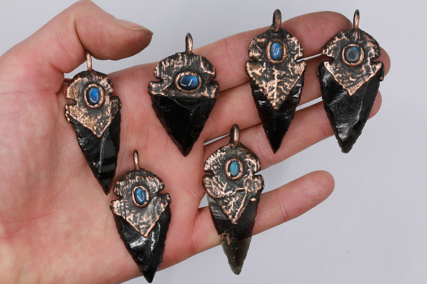 Obsidian Arrowhead & Labradorite Necklace