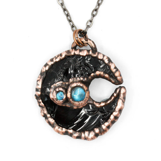 Obsidian & Labradorite Moon Necklace