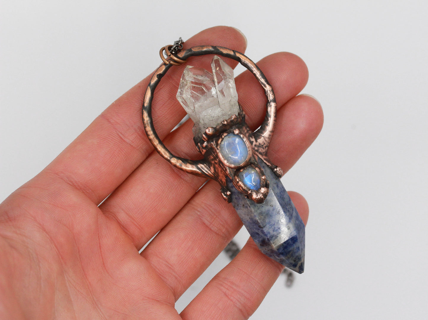 Lapis Lazuli, Quartz & Moonstone Necklace