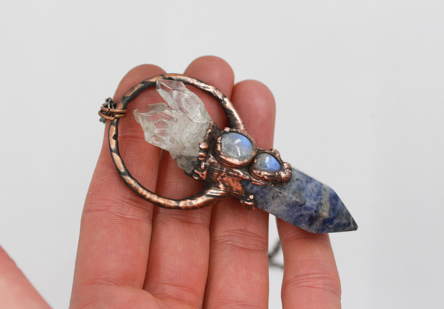 Lapis Lazuli, Quartz & Moonstone Necklace