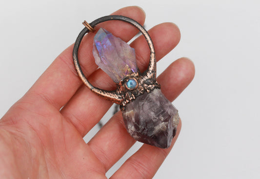 Aura Amethyst & Amethyst Necklace