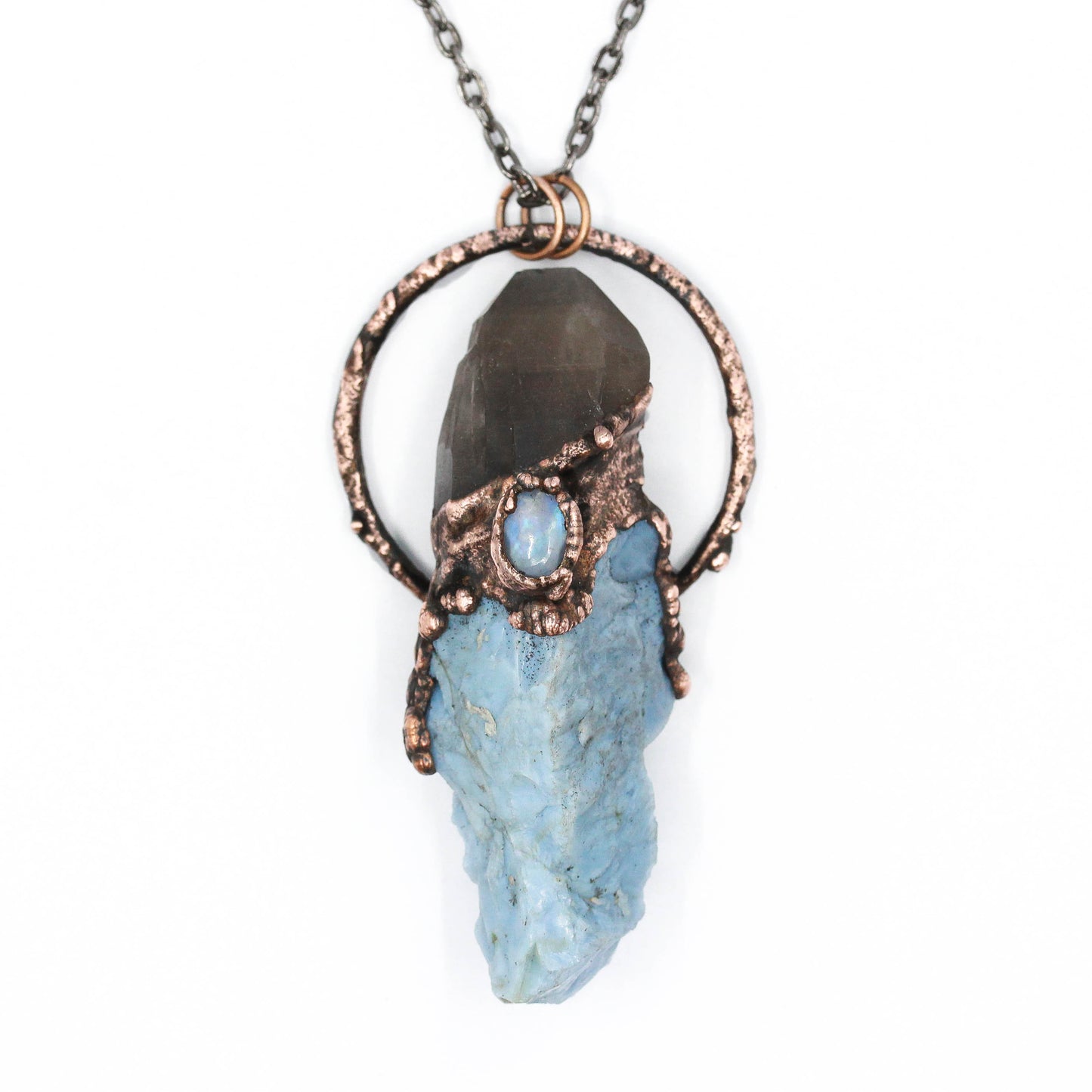Owyhee Opal, Smoky Quartz & Moonstone Necklace