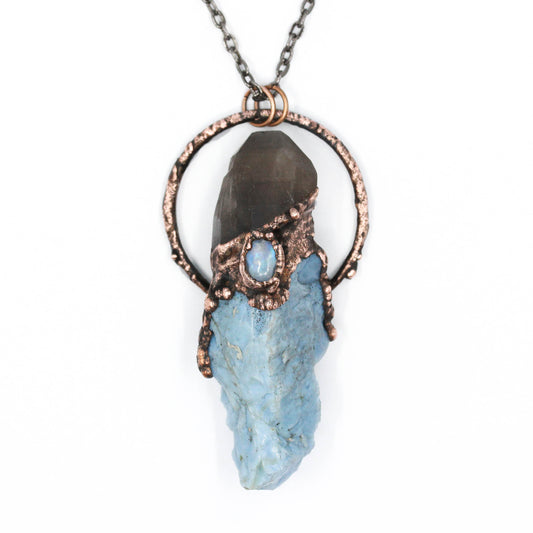 Owyhee Opal, Smoky Quartz & Moonstone Necklace