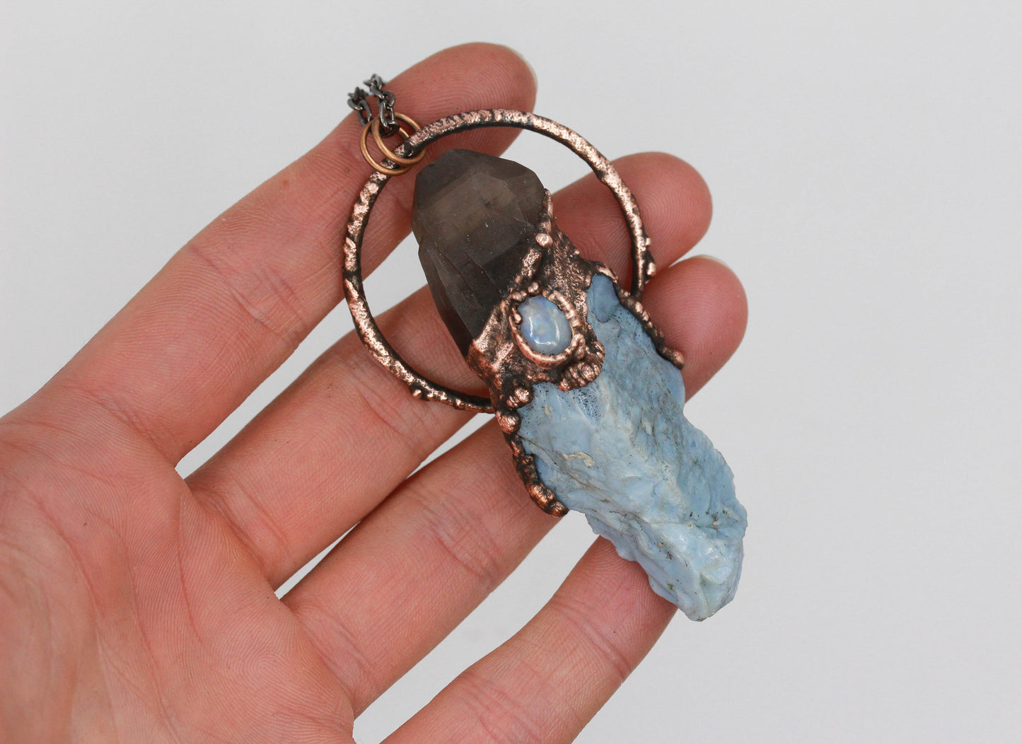 Owyhee Opal, Smoky Quartz & Moonstone Necklace