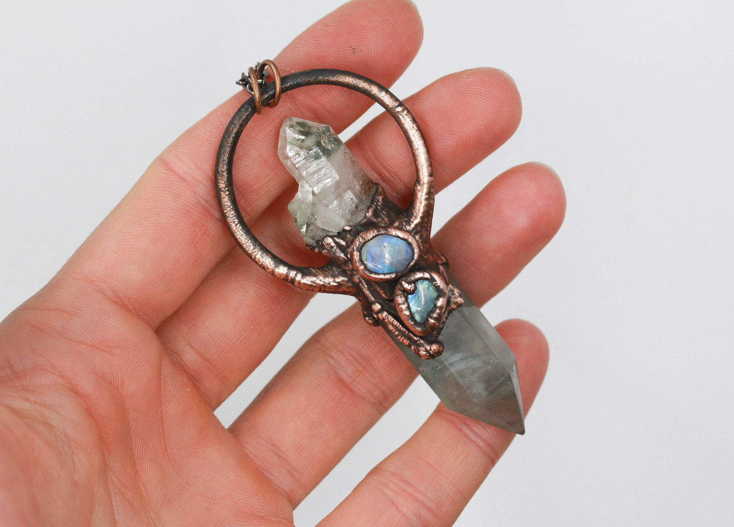 Fluorite, Quartz & Moonstone Necklace